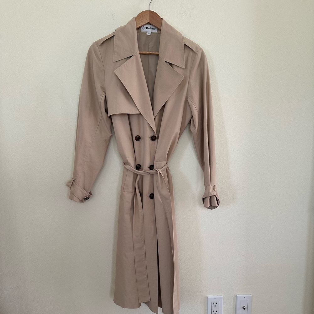The Drop Beige Double-Breasted Trench Coat